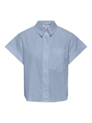 ONLY - ONLKERI S/S FOLD SHIRT WVN Cashmere Blue - Gr. - L