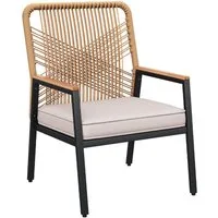 TLGREEN Gartenstuhl Eisen-Rattan Gartensessel,verbreiterter Sitz, (Balkonstühle Metall und Rattan, mit 8 cm dicken Sitzkissen, 1 St), 160 kg Belastbar für Terrasse, Garten und Veranda