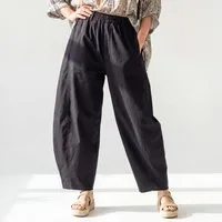 OriginalYou Schlupfhose Damen Sommerhose Baumwolle Freizeithose Barrel Fit Elastikbund mit elastischem Bund, erhältlich in Größe 36/38