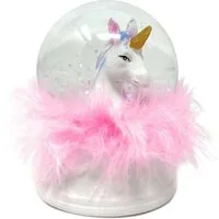 AMLI Schneekugel Schneekugel Einhorn Glas Glitzer, Snowglobe Glitzerkugel Unicorn mit Licht