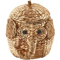 Kobolo Aufbewahrungskorb Dekokorb ELEFANT aus Wasserhyazinthe (mit Deckel)