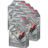 FUJIFILM Sofortbildfilm 5x Fujifilm Instax Mini Film Stone Gray je 10 Aufnahmen