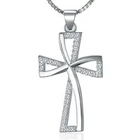 NAHLE Kreuzkette Kreuz Silberkette Kreuz Kette Zirkonia 925 Silber Halskette (inklusive Schmuckbox), 925 Silber Anhänger - rhodiniert