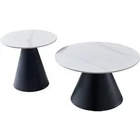 HELA Couchtisch DUSTIN (Set, 2-St), 2er Set Couchtisch, rund, Sintered Stone, Gestell kegelförmig