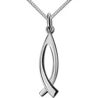 JEVELION Kette mit Anhänger Fisch Anhänger Silber - Made in Germany (Silberanhänger, für Damen und Herren), Mit Silberkette 925 - Länge wählbar 36 - 70 cm.