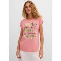 bonprix T-Shirt schmale Passform, Kurzarm, mit Glitzerdruck