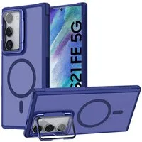 CoolGadget Handyhülle Hybrid CAM Handy Hülle für Samsung Galaxy S21 FE 6,4 Zoll, Kameraschutzglas klappbar Schutzhülle Metallring für Magsafe Zubehör