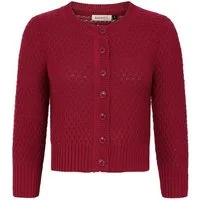 Banned Strickjacke Fara Cardigan Burgunder Vintage Wabenmuster Baumwolle