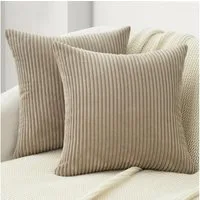 Topfinel Kissenbezug gestreiftes Muster,2er Set Kissenhülle Dekokissen Kissenbezug, Kordsamt 45x45 Sofakissen Couchkissen Zierkissenbezug Dekokissen