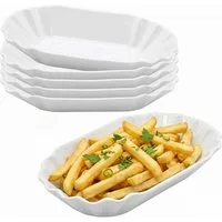 Spetebo Vorspeisenteller Pommesschale Porzellan 20 cm - 6er Set, (6 St), Currywurst Imbiss Schale