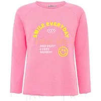Zwillingsherz Sweatshirt "Smile Everyday" mit Used-Look Kanten und Stickerei