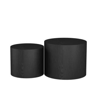 Vicco Couchtisch-Set, Schwarz, Holzwerkstoff, 1 Fächer, Rund,Rund, 48x38x48 cm, Wohnzimmer, Wohnzimmertische, Couchtische