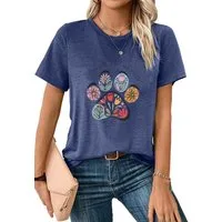 PYLIKE Print-Shirt Shirts Damen Casual Hundemarke Ausgefallene bequemes t shirt Bequem für Freizeit und Büro,Strandurlaub