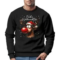 MoonWorks Sweatshirt Sweatshirt Herren Weihnachtspullover Rentier Aufdruck Frohe