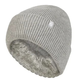 Damen Fleece gefütterte gerippte Überwurfmütze | Wärmehalter | Thermomütze für den Winter - Hellgrau