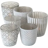 BOLTZE GRUPPE GmbH Windlicht Windlicht Patty Glas grau matt H 7-9 cm 6er Set (3x2er Set)