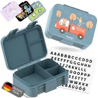 BEARFOOT Lunchbox Brotdose mit Fächern, leicht & auslaufsicher - Feuerwehr, PP, ABS, Silikon, Kindergarten und Schule - Mädchen und Jungen, Vesperbox, Snackbox