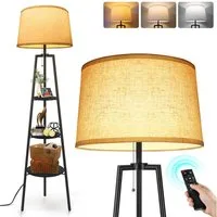 OUTON LED Stehlampe Stativ-Stehleuchte, Fernbedienung, 3 Farbtemperaturen, 3 Ablagen, LED wechselbar, für Wohnzimmer, Leseecken, Schlafzimmer oder jeden Raum