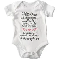 22Feels Kurzarmbody Bio Mädchen Babybody Weiß Hallo Oma Herz Geschenk Geburt Babyparty BIO-Baumwolle - In Deutschland Bedruckt - Niedlicher Print