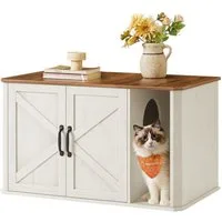 FEANDREA Katzentoilette Katzenklo-Schrank modern, Vordereingang, mit Doppeltür und Griffen, 85 x 48,5 x 50 cm