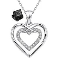Limana Herzkette Damen Kette mit Anhänger Unendlich Herz 925 Silber Zirkonia (Schmuck Geschenk für Freundin Frau, inkl. Dose), Geburtstag Jahrestag Hochzeitstag Weihnachten Muttertag Valentinstag