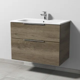 Sanipa 3way Waschtischunterbau zu Geberit Renova Plan Slim Waschtisch mit 2 Auszügen, Eiche-Nebraska UM68737