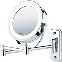 BEURER Kosmetikspiegel BS 59 Kosmetikspiegel, inkl. Schrauben zur Wandmontage, Beleuchtung durch 12 LEDs, mit 5-fach Vergrößerung