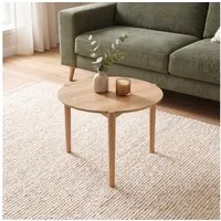 skølm Couchtisch Åsarna aus Eiche Massivholz (55 cm, geölt & lackiert), natur, bis 10kg belastbar, Beistelltisch rund, Sofatisch mit 3 Beinen