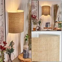 hofstein Wandleuchte Wandlampe aus Metall/Bast/Wienergeflecht in Schwarz/Natur, Lichteffekt, Wandleuchte Boho-Design, Stecker u. Schalter, abnehmbares Kabel, E27