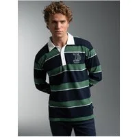 Trigema Poloshirt TRIGEMA Langarm Poloshirt mit Ringelmuster (1-tlg)
