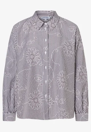 MORE & MORE - Bluse mit Stickerei braun - Gr. - 40