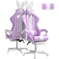 Ferghana Gaming Chair Racing PC Stuhl für Office Gaming mit verstellbare Kopfstütze (Rückenlehne 90°-135), Lendenkissen, Armlehnen, Fußstütze Ergonomischer
