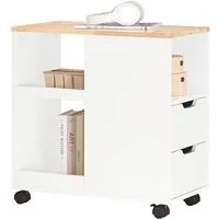 SoBuy Beistellwagen FBT130, Rollcontainer mit Schubladen, Aktenschrank, Druckertisch mit Schublade Rollcontainer Bürowagen Beistelltisch