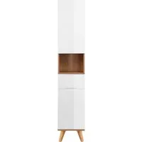 welltime Hochschrank Lund Badschrank skandinavisches Design mit viel Stauraum Badmöbel, 2 Türen und 1 Schublade, Breite 35cm