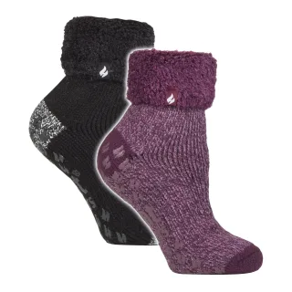 2er-Pack Damen Weiche Lounge-Socken mit Grippaufsatz