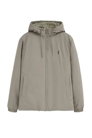Jacke Dorsey steingrau mit Rigby Go Logo.