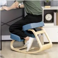 Vinsetto Stuhl Kniehocker Gesundheitsstuhl für Zuhause, Büro, Blau (Gesundheitsstuhl, 1 St), Ergonomischer Kniestuhl aus Birke, Sitzhöhe verstellbar