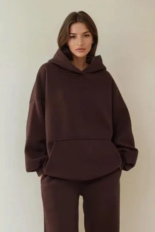 Lockerer Oversized-Pullover mit Kapuze und Kängurutasche
