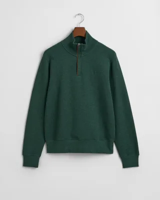 GANT - Sacker Rib Sweatshirt mit Reißverschlusskragen tartan green - Gr. - XXXL