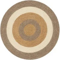 Wohnando Teppich MY-RUG Teppich Jute Balance, aus 100% Jute 100x100 cm, Rund, Höhe: 10 mm, handgewebt, Natürliches Material, Boho-Stil, wendbar