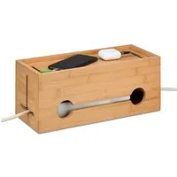 relaxdays Kabelbox aus Bambus