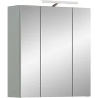 welltime Spiegelschrank MINTTU, Breite 60cm, inkl. Beleuchtung, 3 Spiegeltüren, 6 Einlegeböden (Türanschlag der mittleren Tür rechts und links montierbar) Badmöbel, Spiegel, Badschrank, Bad
