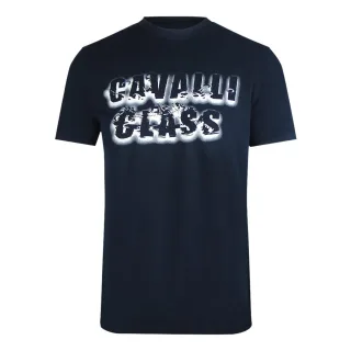 Cavalli Class - T-shirt In Marineblau Mit Auffälligem Logo In Rauchoptik