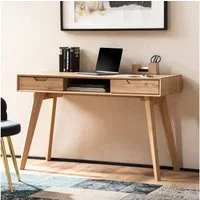 FINEBUY Schreibtisch FB103420 Bürotisch Eiche 120 cm Computertisch Tisch mit Schubladen (Eiche-Dekor 120 cm, Computertisch Stauraum Klein), Bürotisch Skandinavisch, Laptoptisch Home-Office