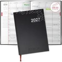 TOBJA Buchkalender Praxisplaner 2027 A4 Mono Hardcover Layflat 15 Min Takt FSC, Hardcover Layflat, 15-Min-Takt 7-21 Uhr, A4, FSC, 23 Mitarbeiter