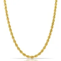 Tony Fein Kette ohne Anhänger Kordelkette 6 mm 585er Vergoldet Hochglanzpoliert Massiv, Made in Italy für Damen und Herren