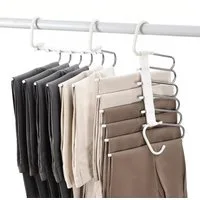 TUWENA Kleiderbügel 2 Stück Hosenbügel Kleiderbügel Platzsparend, 6 Etagen Faltbarei Bügel, rutschfest Kleiderschrank Organizer für Hosen, Kleidung, Handtücher