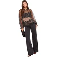 LIPSY Paillettenshirt Lipsy Langärmliges Spitzentop mit Pailletten, Reg (1-tlg)