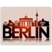 speecheese Metallschild Berlin Skyline Metallschild in 15x20 cm