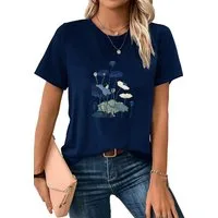 PYLIKE Print-Shirt Shirts Damen Elegant Lotusblatt Druck bequemes t shirt Bequem für Freizeit und Büro,Strandurlaub